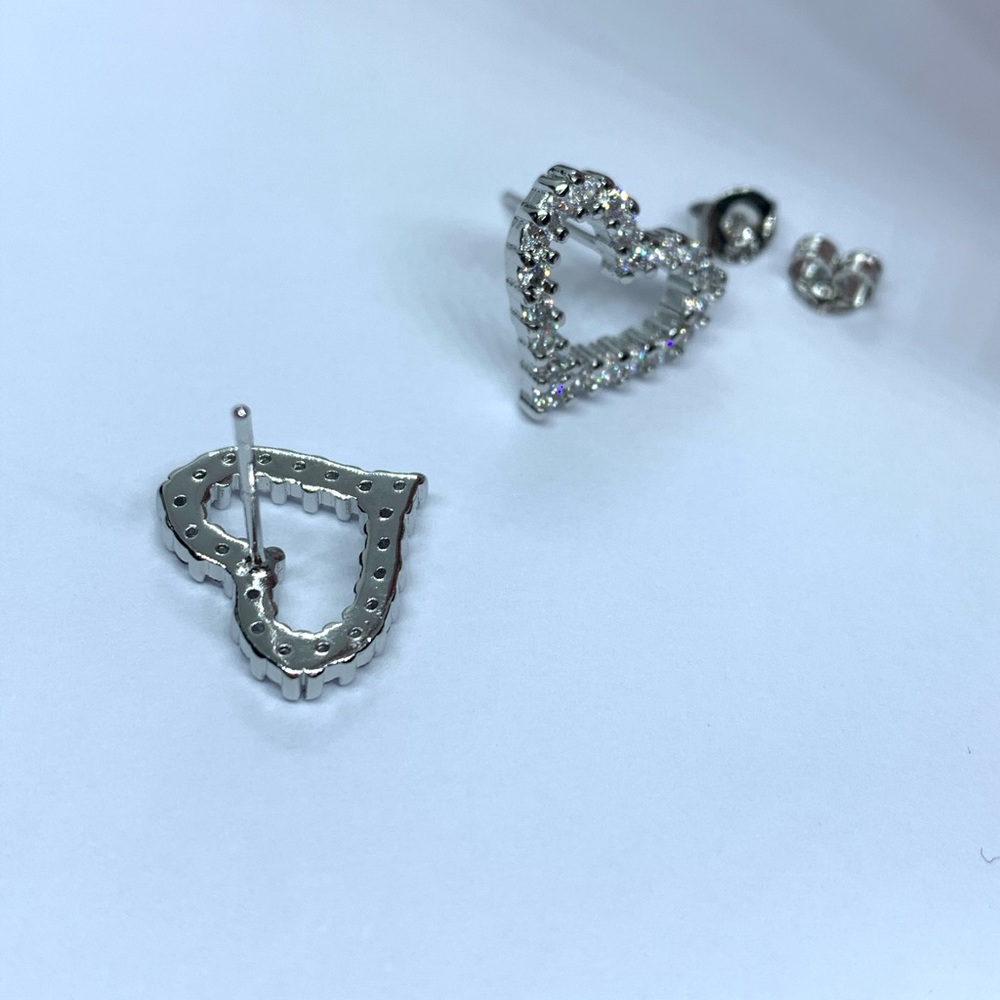 Sterling Silver Heart ❤️ Earrings - Picture 3 of 4